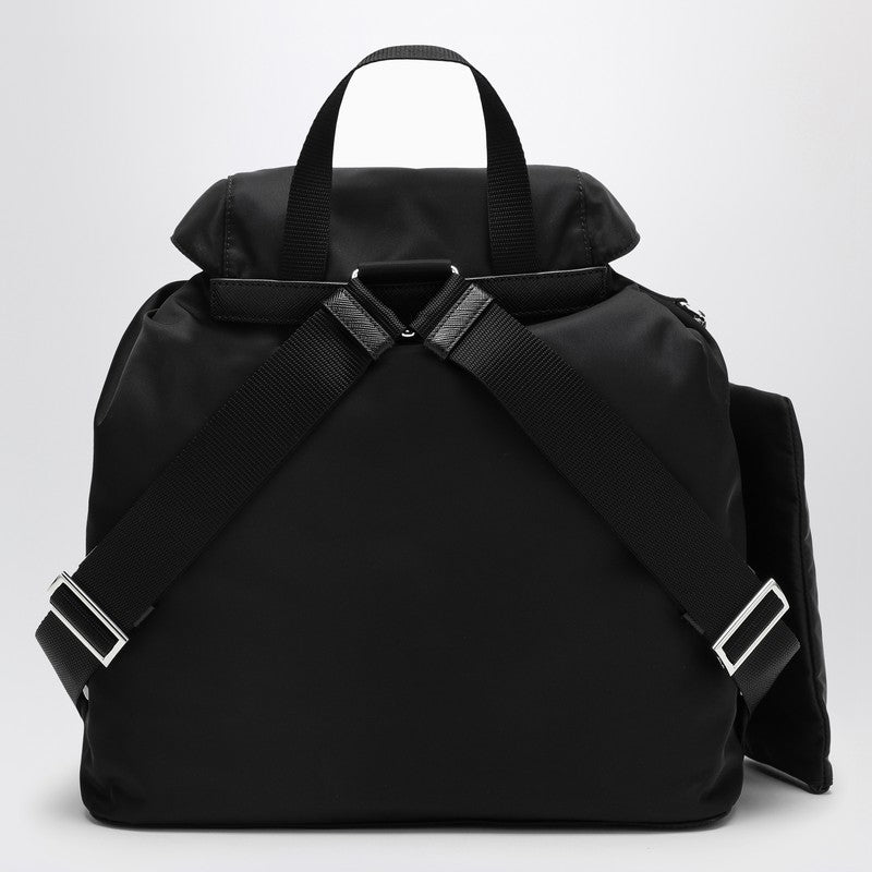 Prada Black Re-Nylon And Saffiano Backpack With Pouch Women