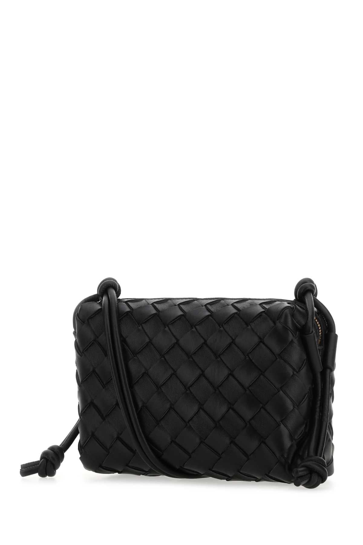 Bottega Veneta Women Black Leather Small Loop Crossbody Bag