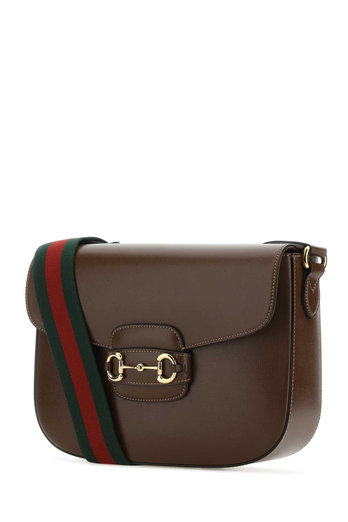 Gucci Men Brown Leather 1955 Horsebit Shoulder Bag