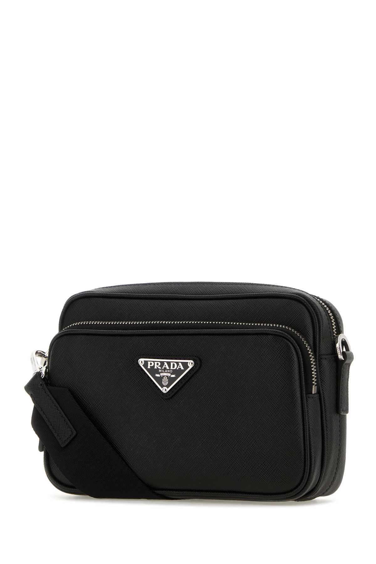 Prada Men Black Leather Crossbody Bag