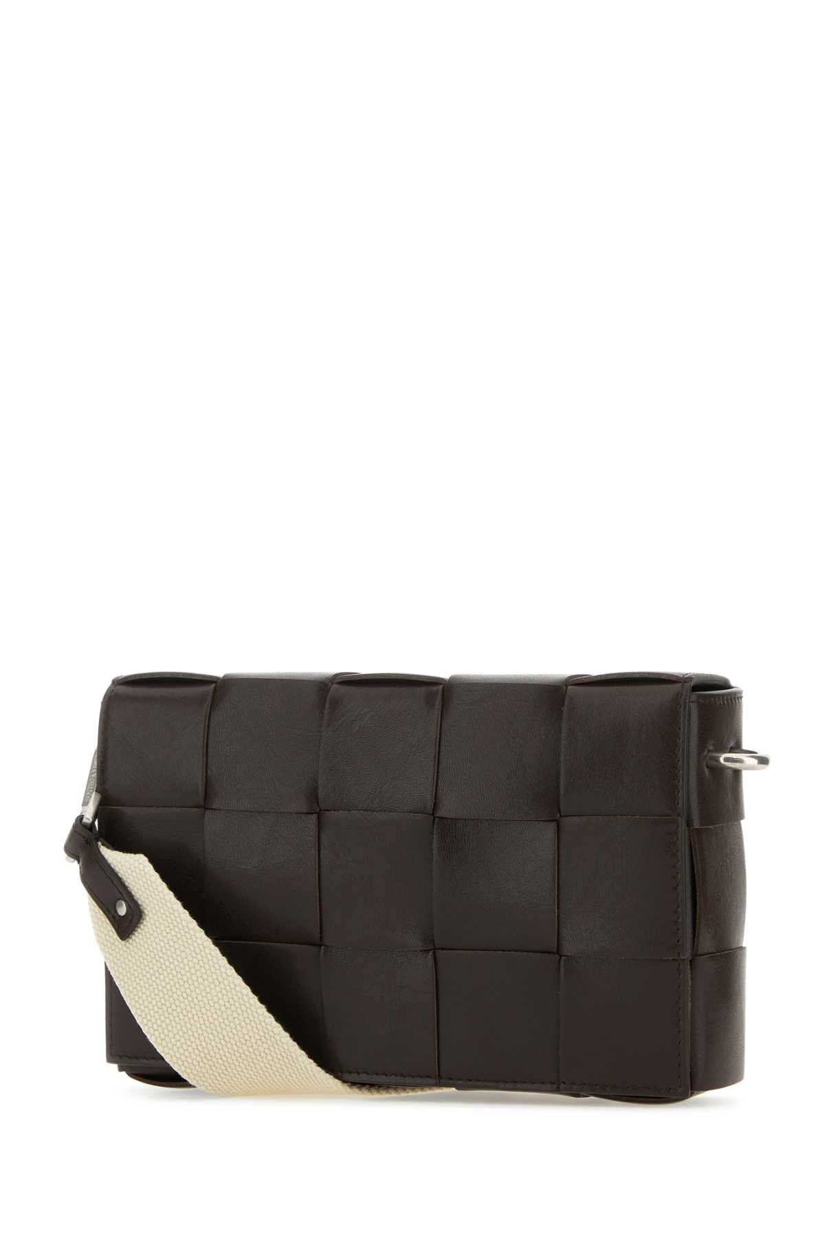 Bottega Veneta Men Dark Brown Leather Cassette Crossbody Bag