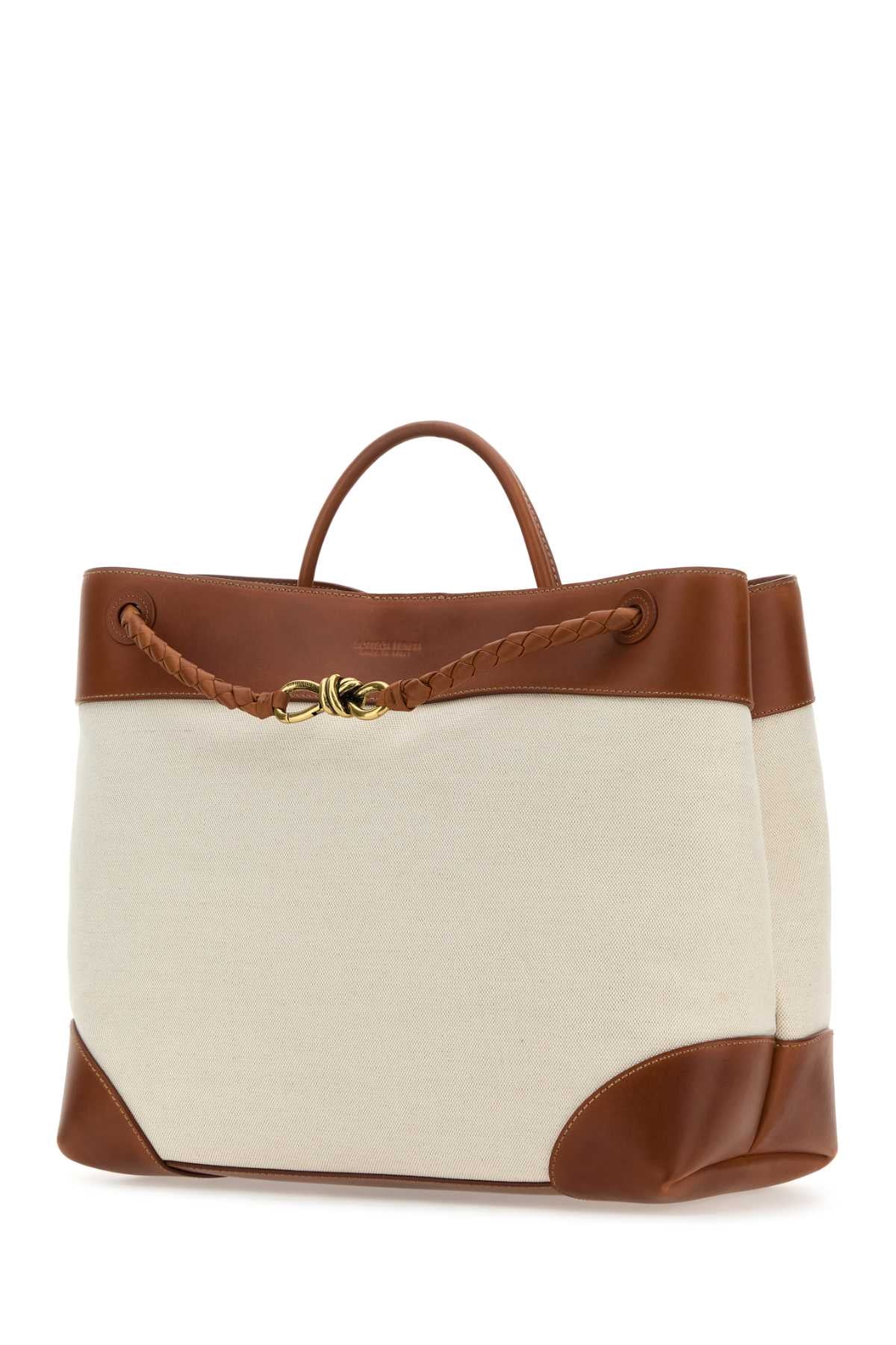 Bottega Veneta Women Two-Tone Canvas And Leather Large Andiamo Handbag