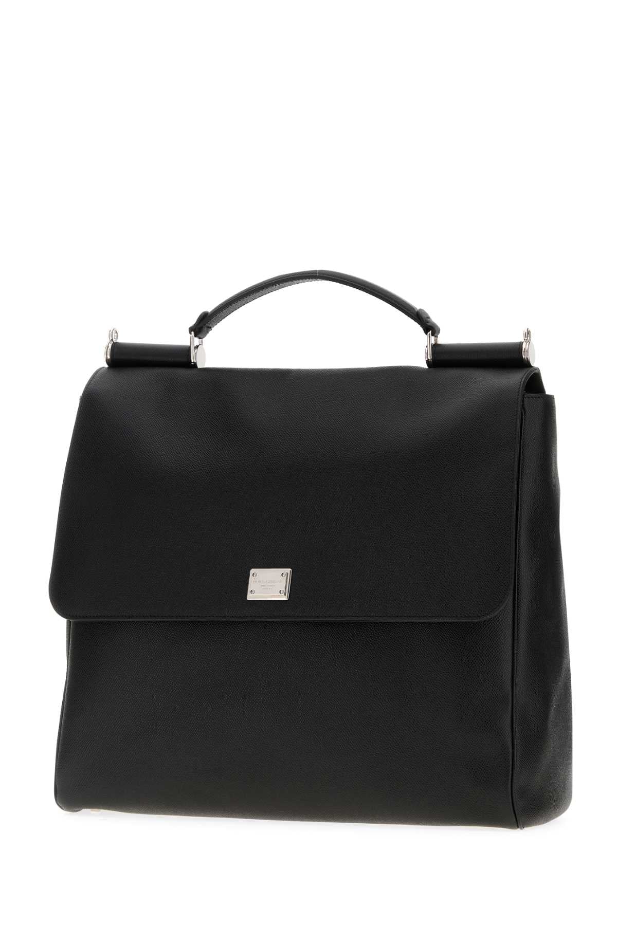 Dolce & Gabbana Men Black Leather Sicily Briefcase