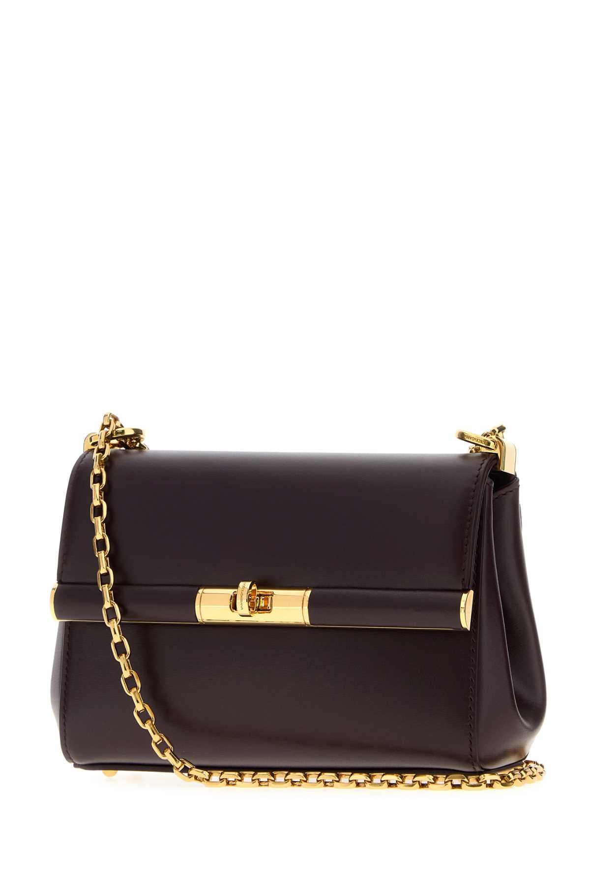 Dolce & Gabbana Women Aubergine Leather Mini Marlene Shoulder Bag
