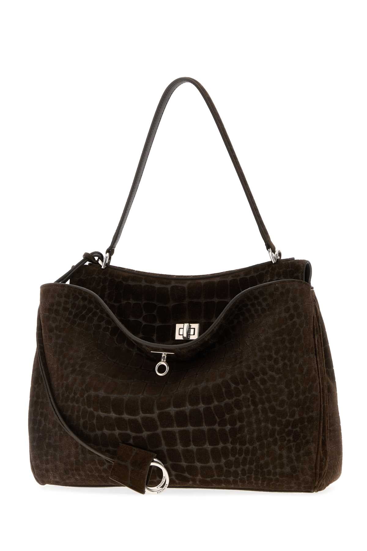 Balenciaga Women Brown Suede Rodeo Handbag