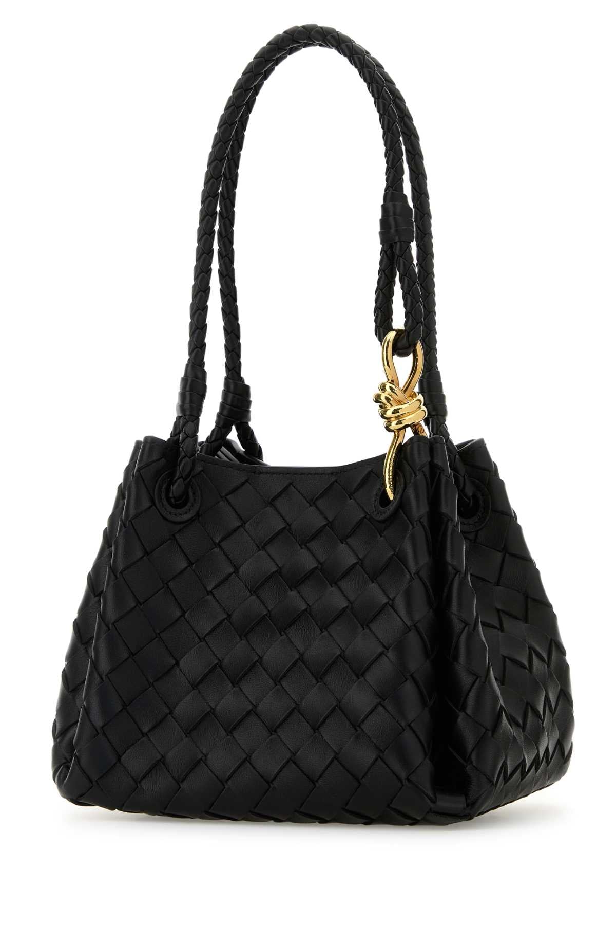 Bottega Veneta Women Black Leather Small Parachute Handbag