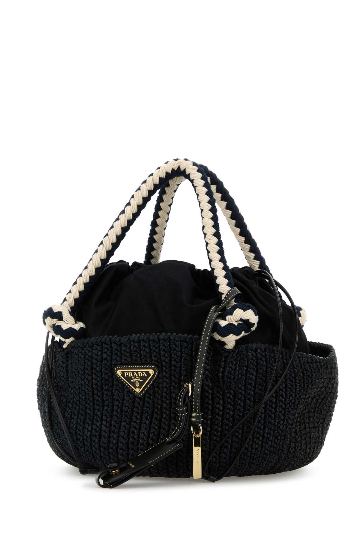Prada Women Black Raffia Small Handbag