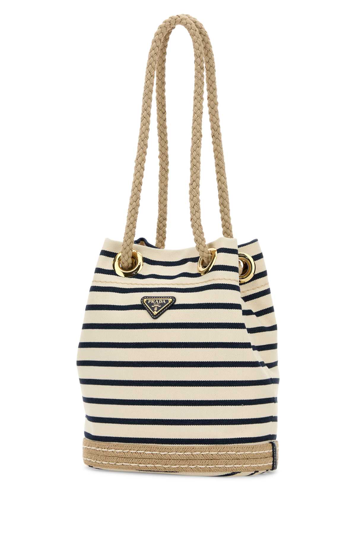 Prada Women Embroidered Canvas Bucket Bag