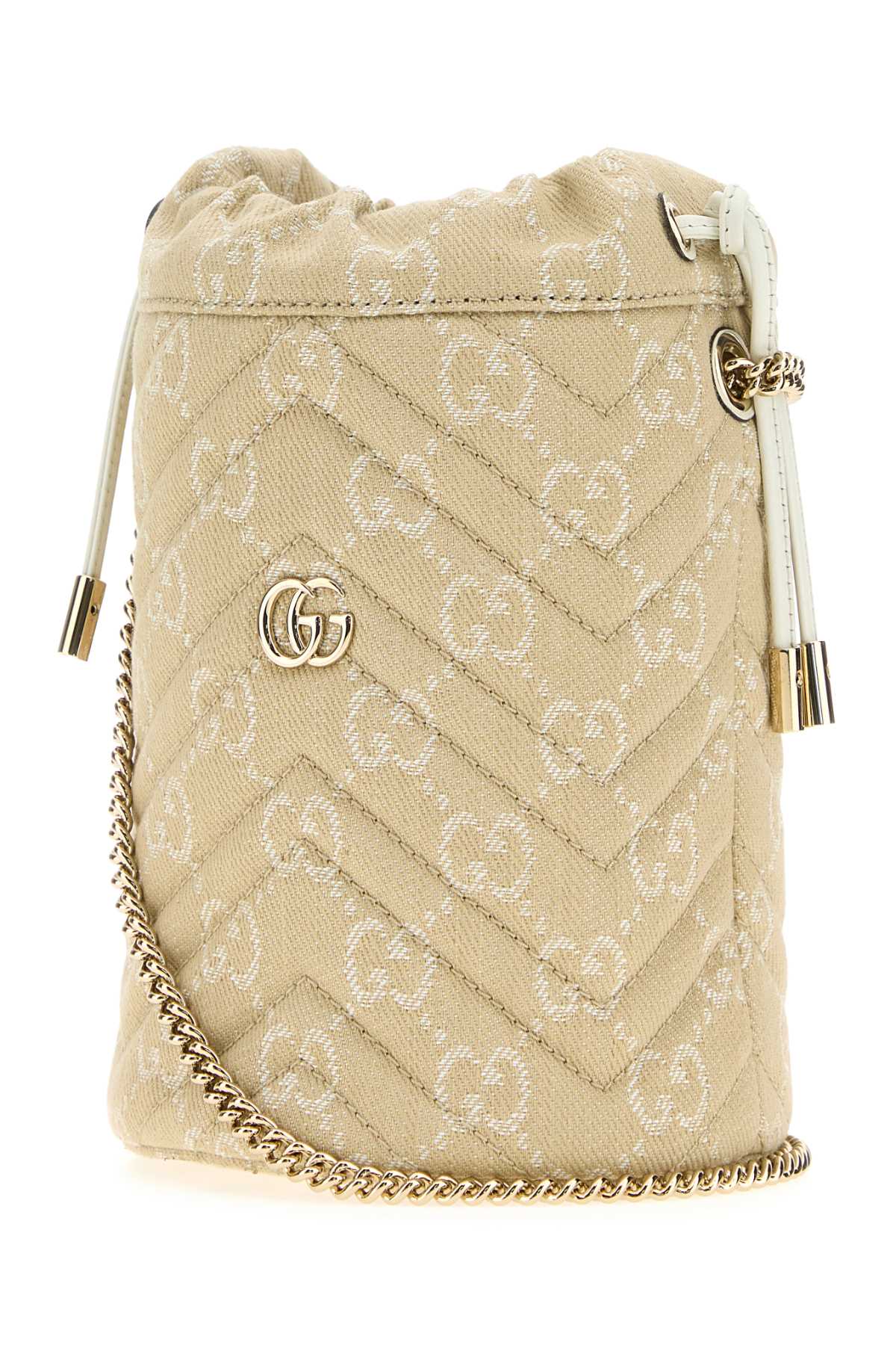Gucci Women Gg Denim Small Gg Marmont Bucket Bag