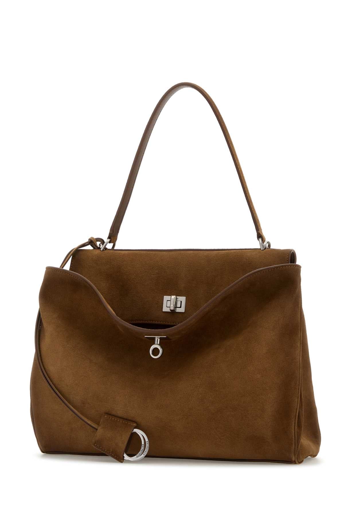 Balenciaga Women Brown Suede Medium Rodeo Handbag