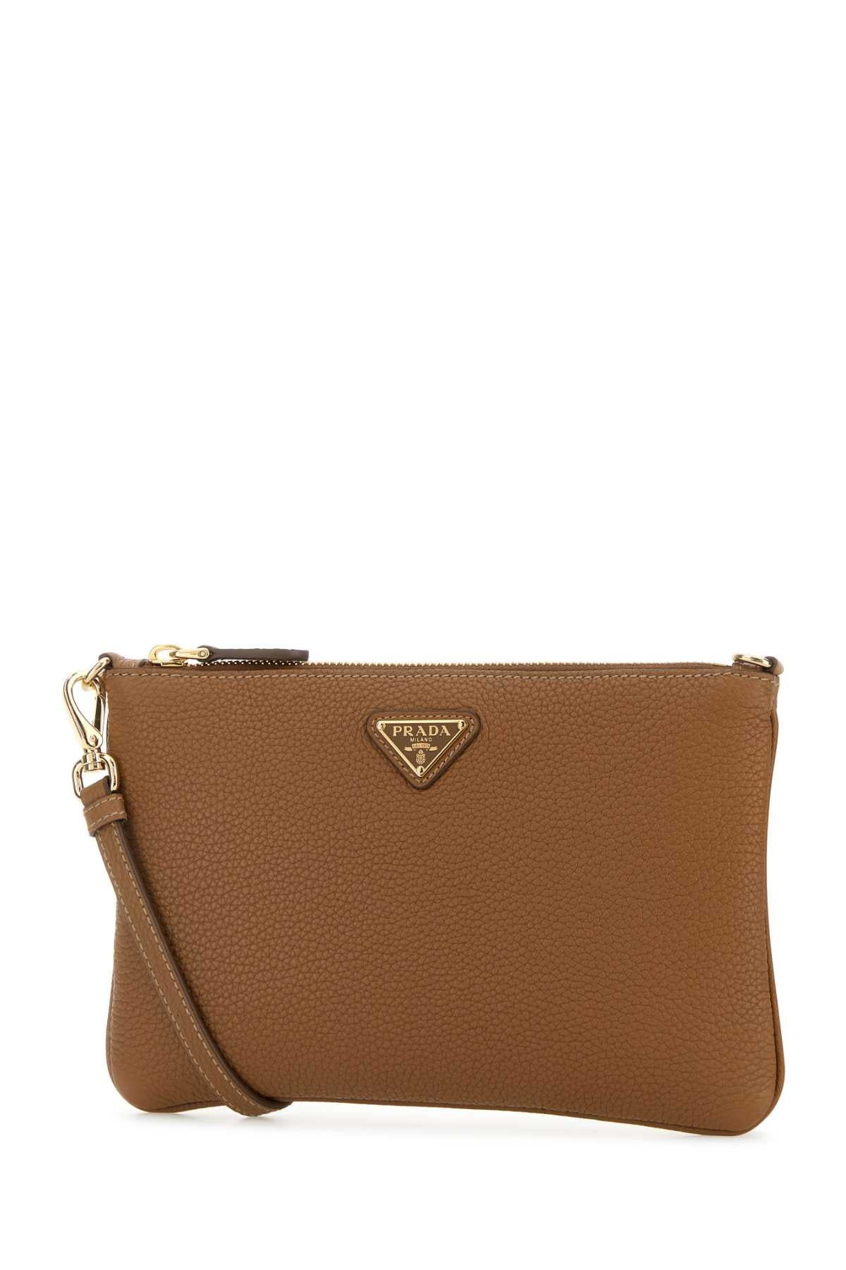 Prada Women Caramel Leather Crossbody Bag