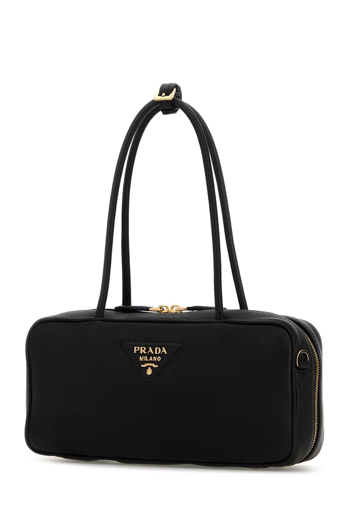 Prada Women Black Leather Shoulder Bag