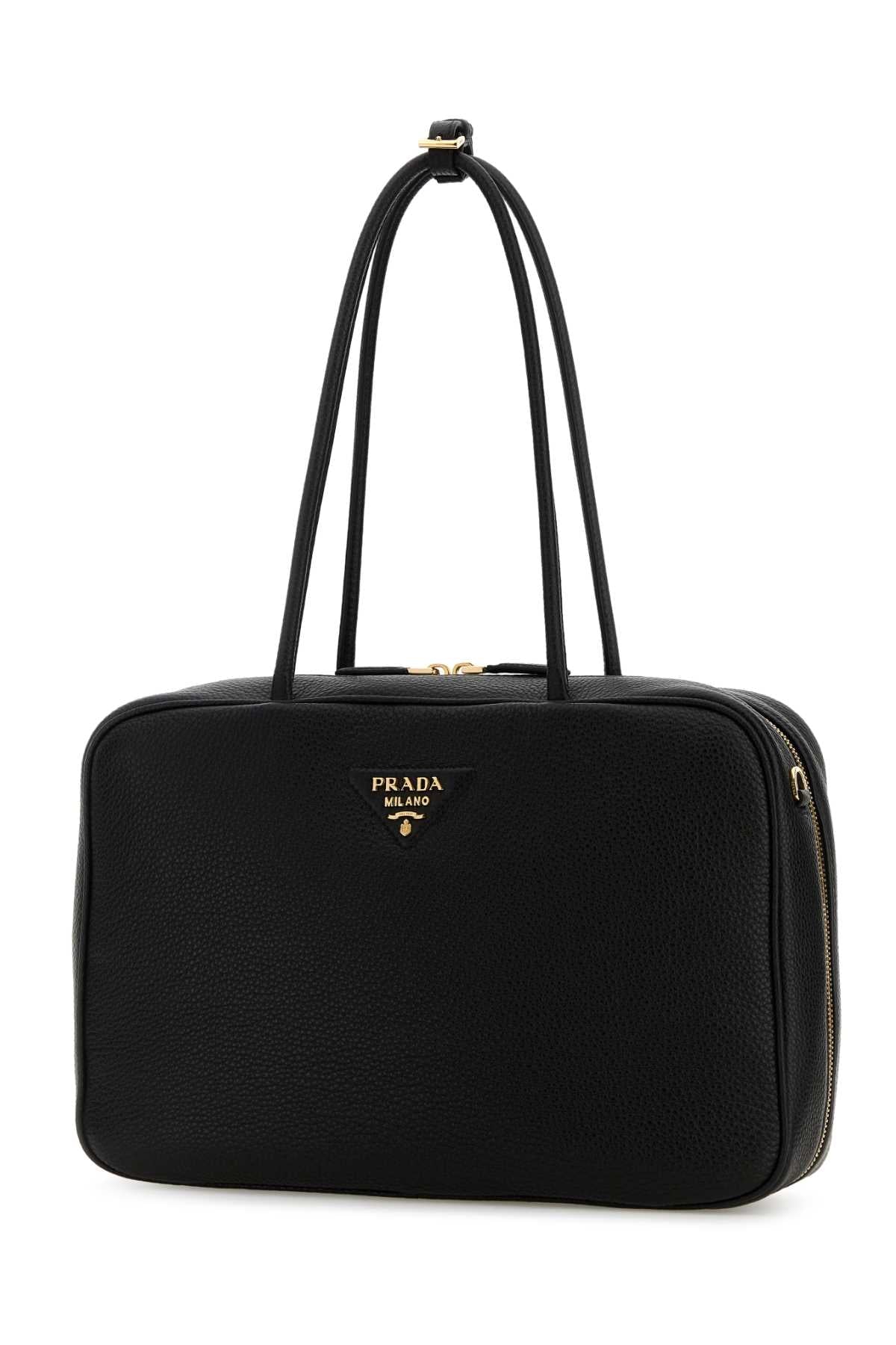 Prada Women Black Leather Shoulder Bag