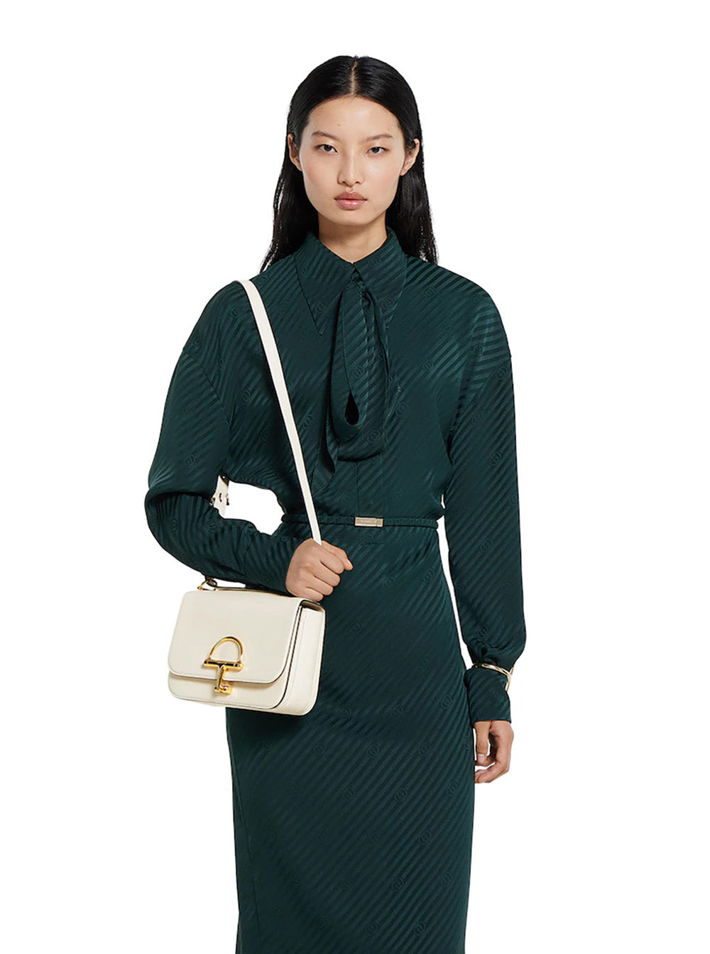 Gucci Women 'Siena Small' White Shoulder Bag With Claw On The Front In Leather Woman