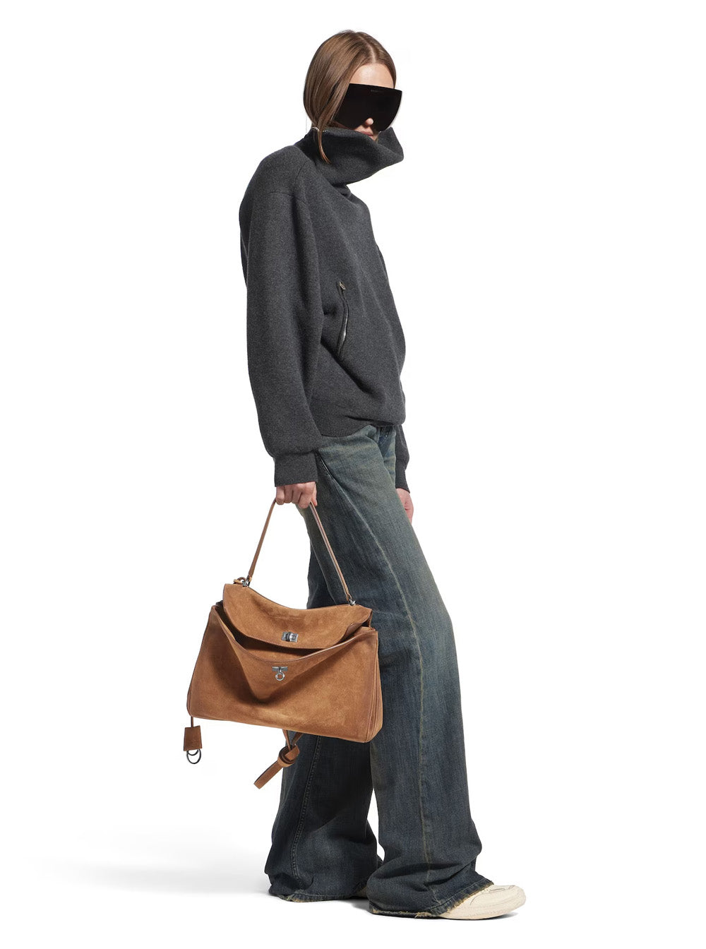Balenciaga Women 'Rodeo Medium' Beige Shoulder Bag With Removable Shoulder Strap In Suede Woman