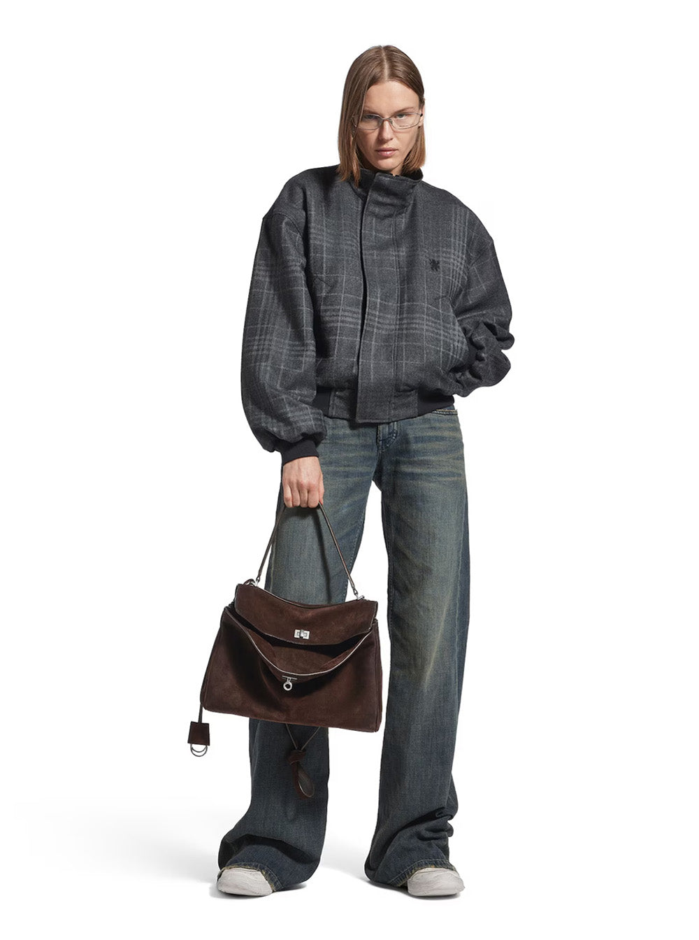Balenciaga Women 'Rodeo Medium' Brown Shoulder Bag With Removable Shoulder Strap In Suede Woman