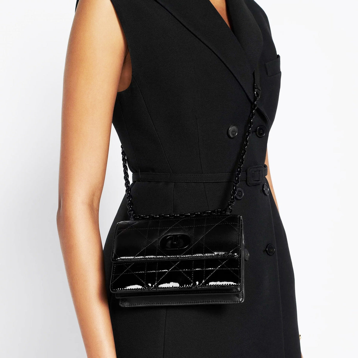 Dior Caro Patent And Matte Shoulder Bag Women