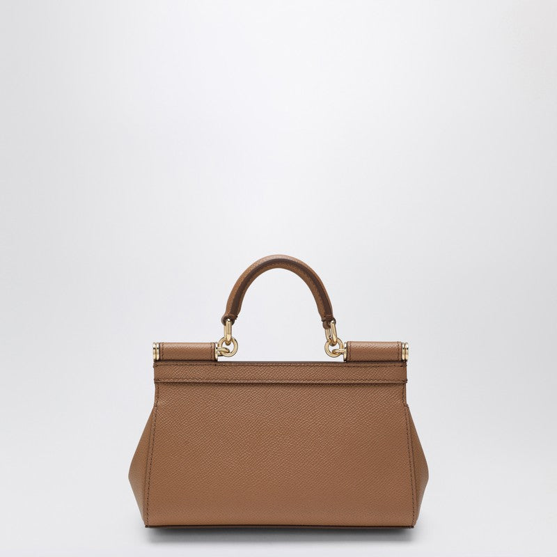 Dolce&Gabbana Small Sicily Top-Handle Bag In Caramel Leather Women
