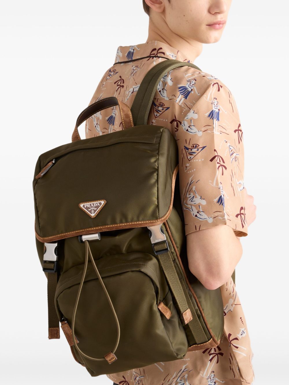Prada Men Re-Nylon And Leather Backpack