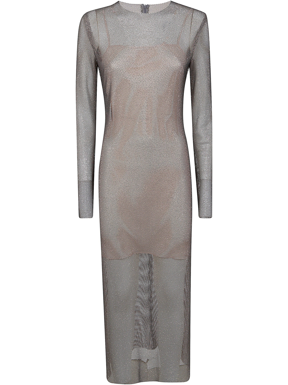 Alberta Ferretti Women Crystals Net Midi Dress