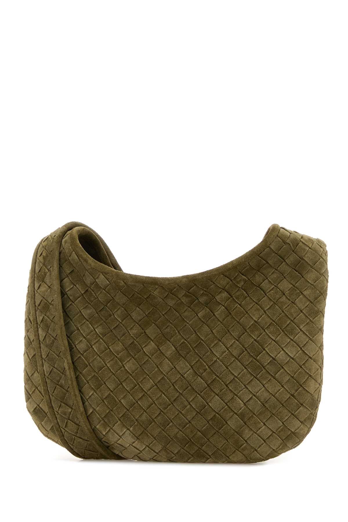 Bottega Veneta Men Sage Green Suede Crossbody Bag