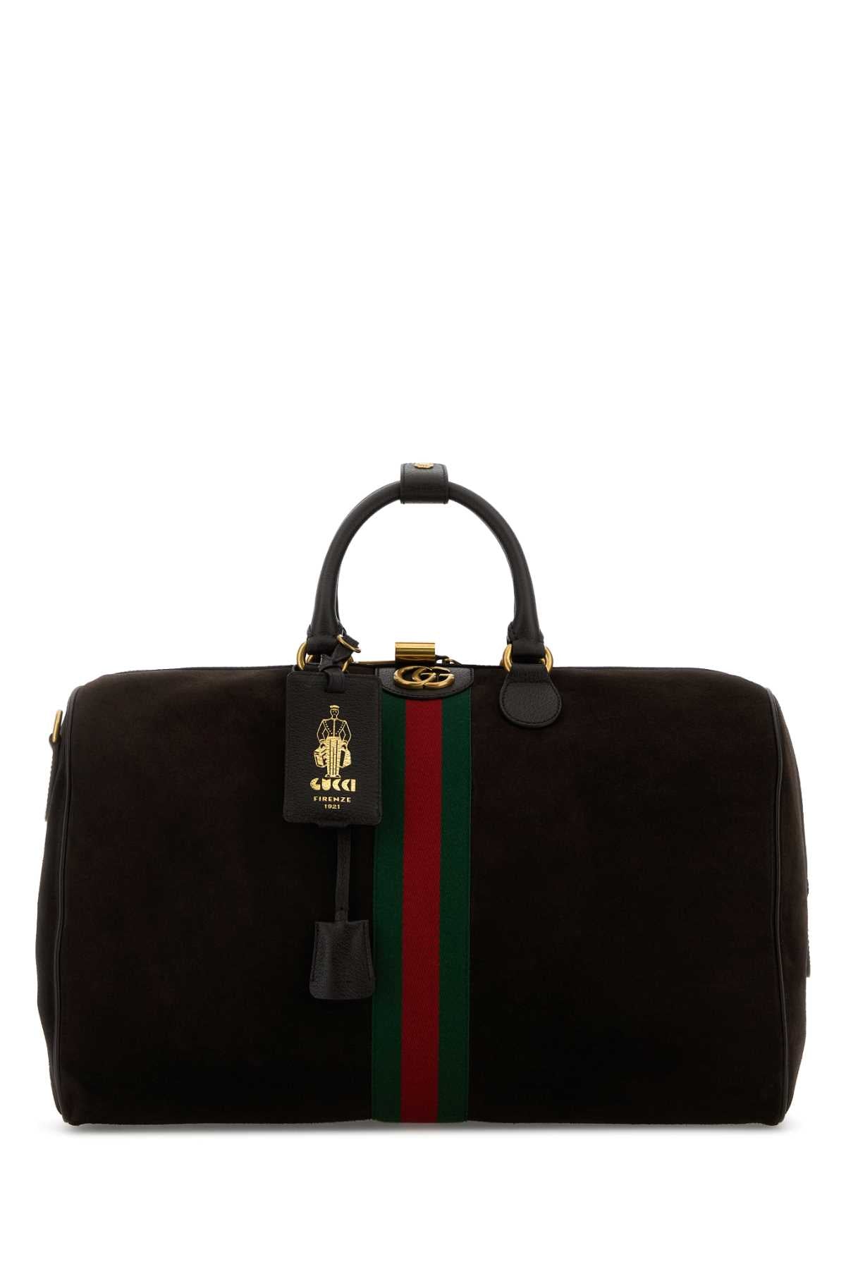 Gucci Women Dark Brown Suede Medium Gucci Savoy Travel Bag