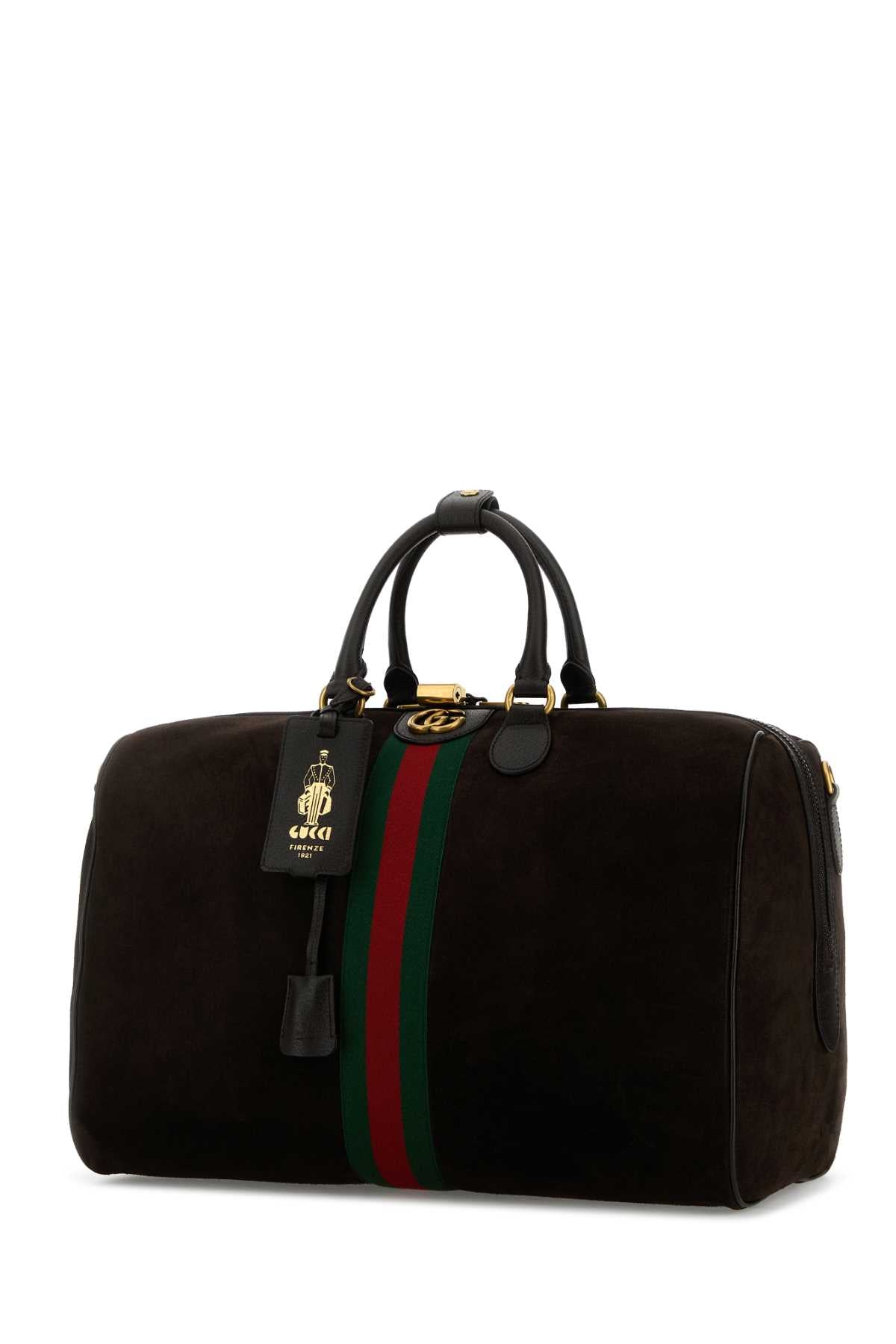 Gucci Women Dark Brown Suede Medium Gucci Savoy Travel Bag