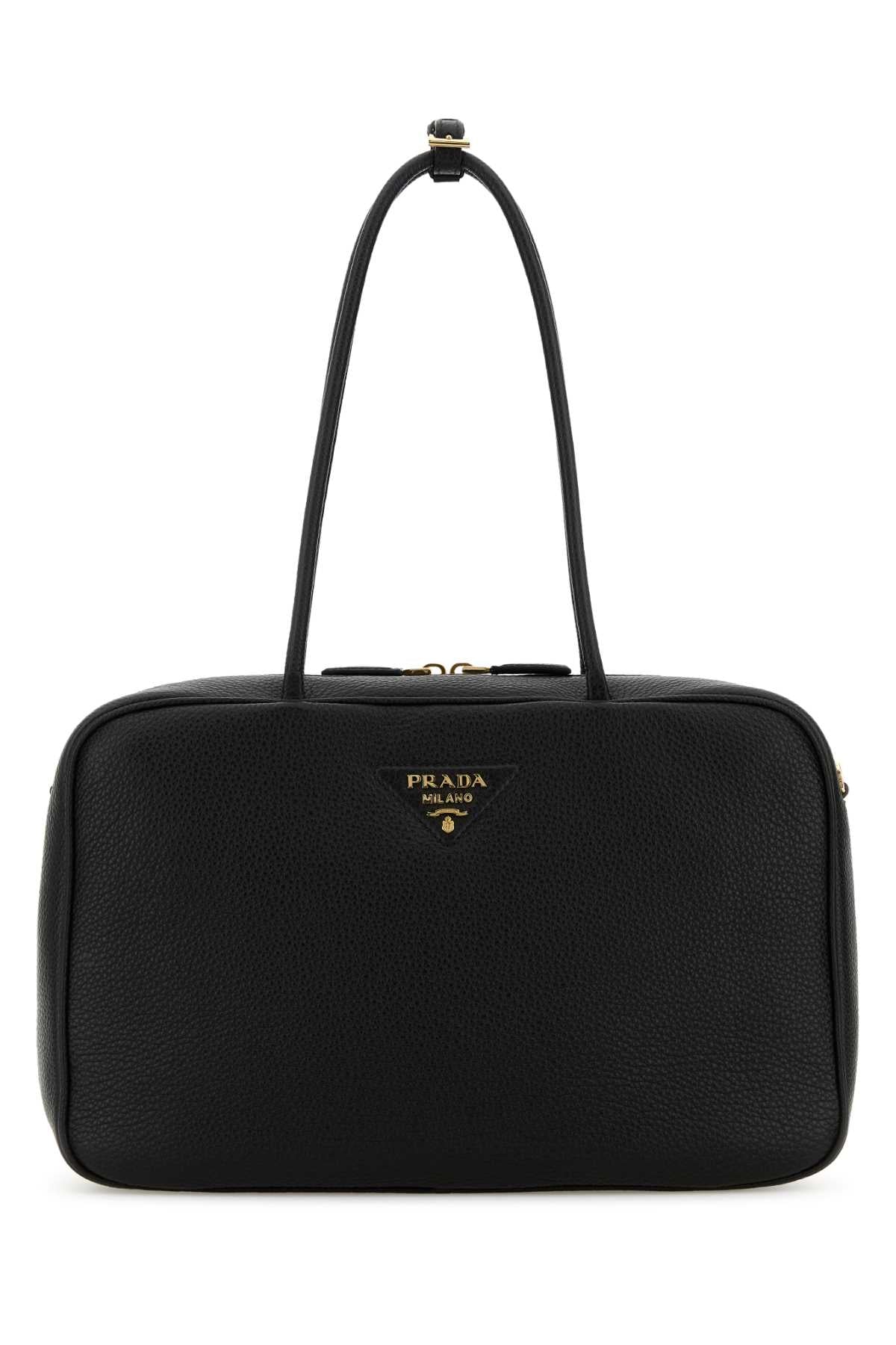 Prada Women Black Leather Shoulder Bag