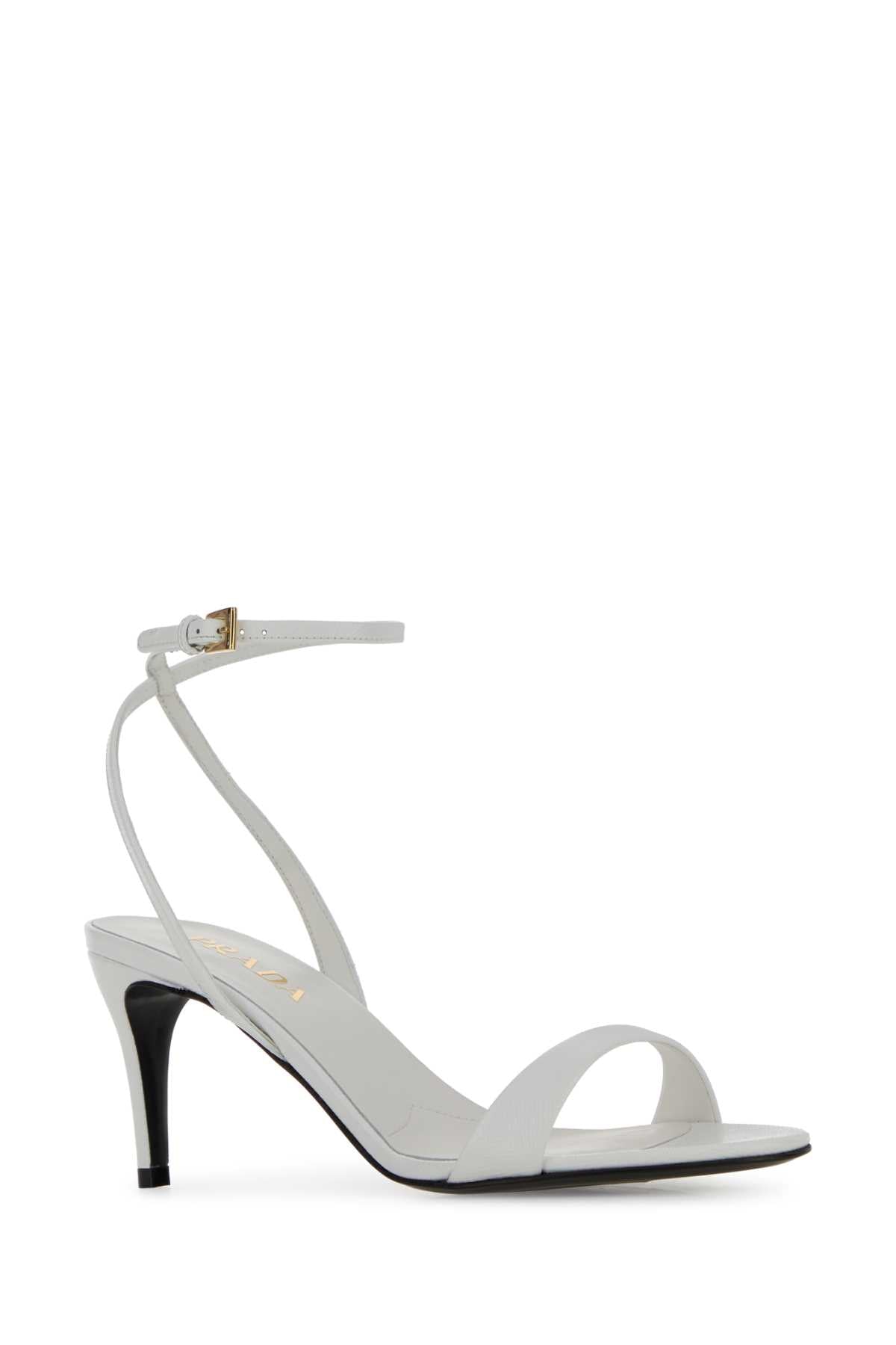 Prada Women White Leather Sandals