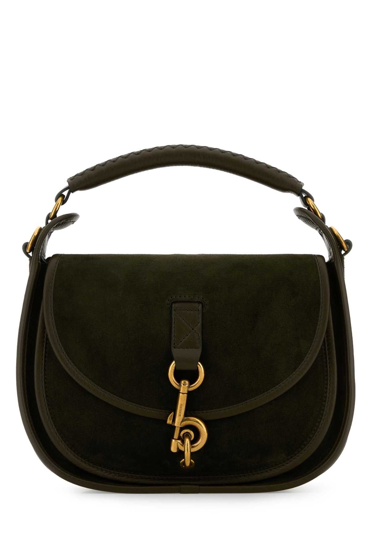Burberry Women Bottle Green Suede Handbag