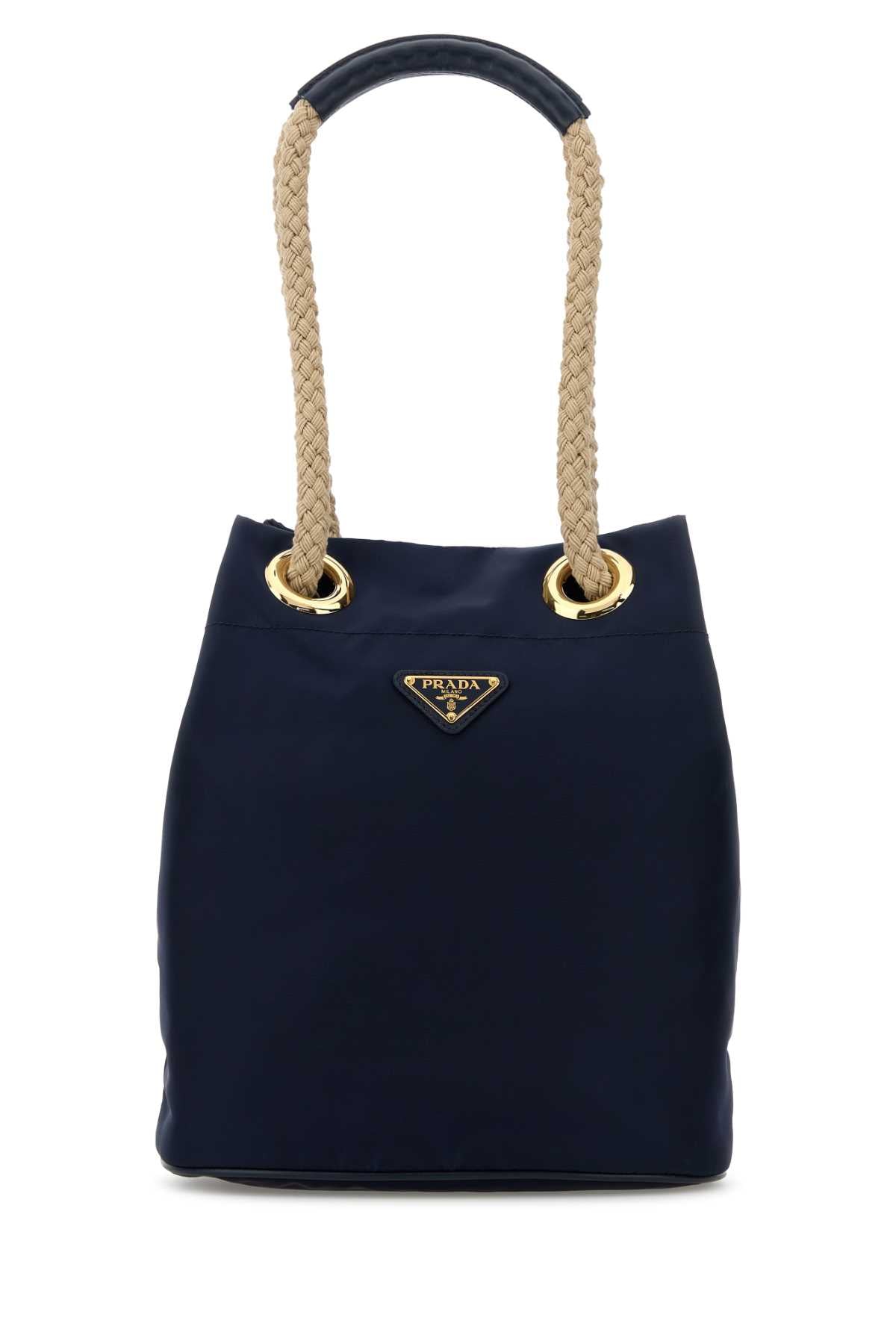Prada Women Navy Blue Re-Nylon Prada Mariner Bucket Bag