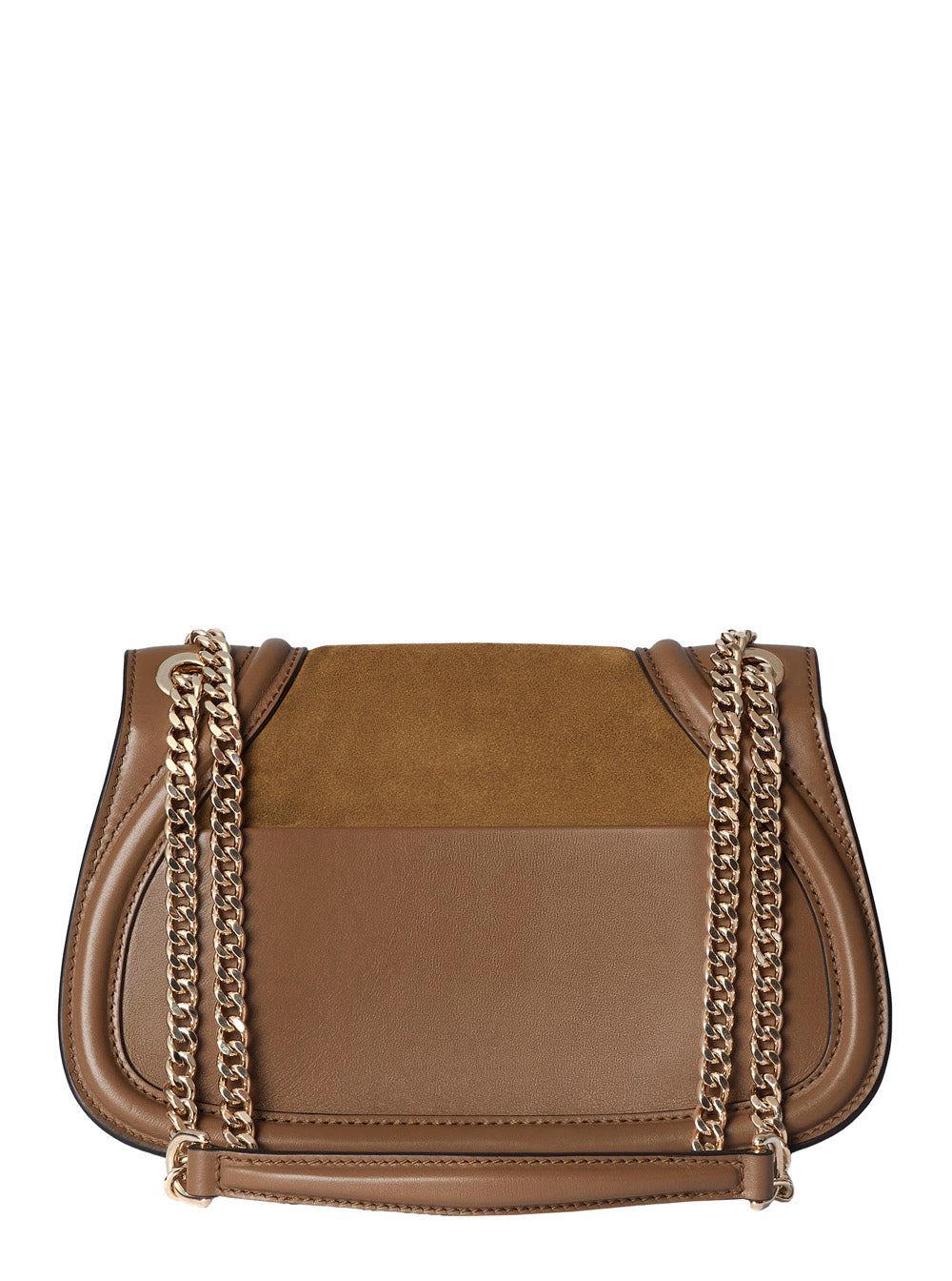 Gucci Women Brown Handbag With Double G Plaque On The Front And Adjustable And Removable Chain-Link Shoulder Strap In Suede Woman
