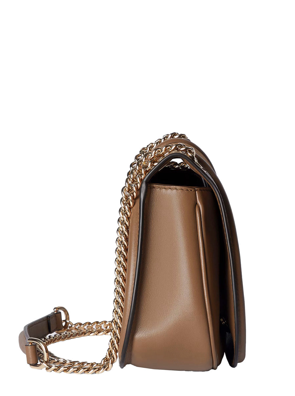 Gucci Women Brown Handbag With Double G Plaque On The Front And Adjustable And Removable Chain-Link Shoulder Strap In Suede Woman