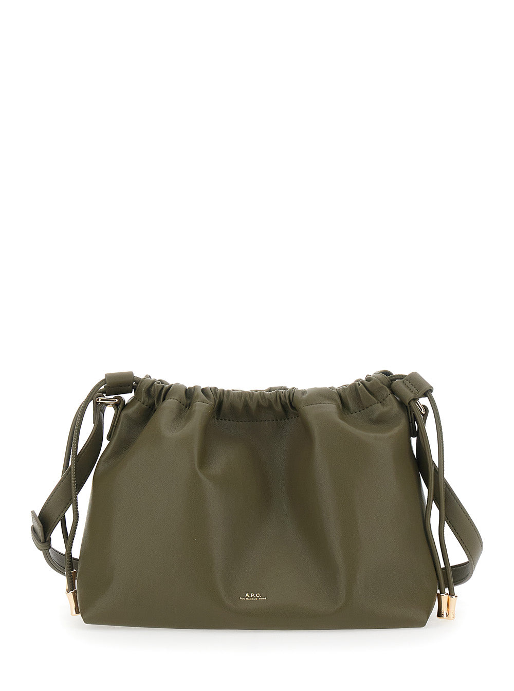 A.P.C. Women Green Crossbody Bag With Logo Lettering On The Front And Drawstring Closure In Ecoleather Woman