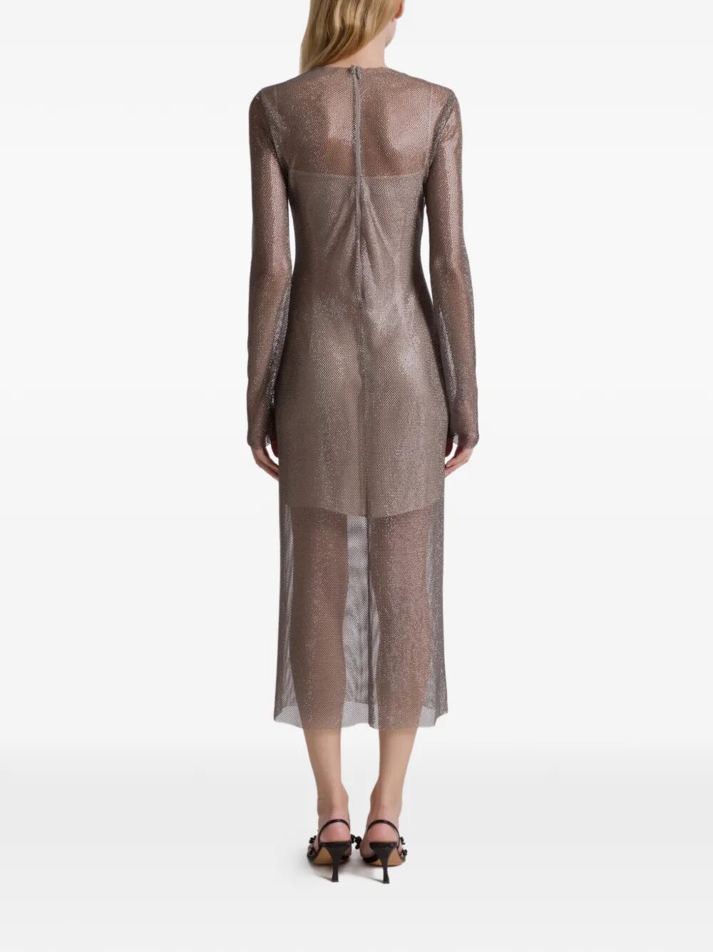 Alberta Ferretti Women Crystals Net Midi Dress
