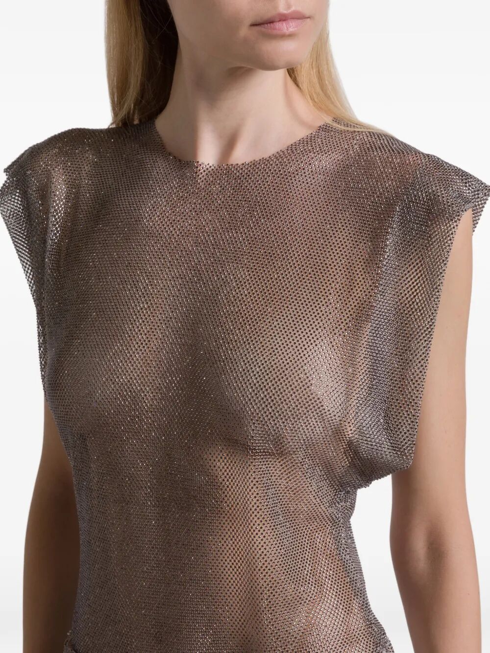 Alberta Ferretti Women Crystals Net T-Shirt